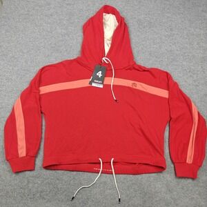 Fourlaps Hoodie Mens XL Red Rush Pullover French Terry Athletic Striped Drawcord